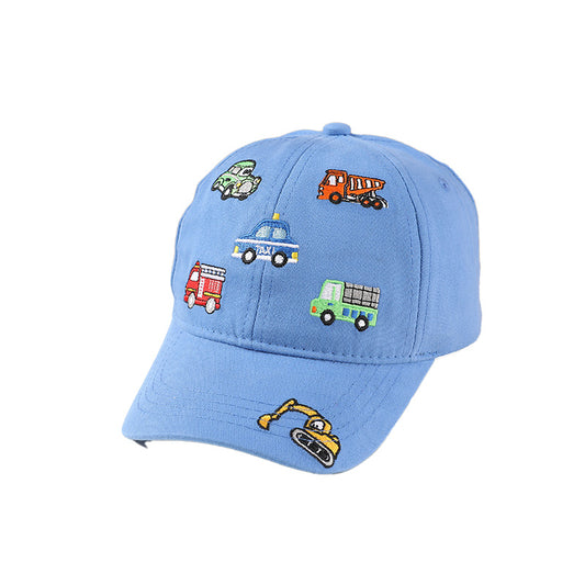 Kids Embroidered Baseball Cap with Cars Fire Truck Taxi Digger Truck Designs