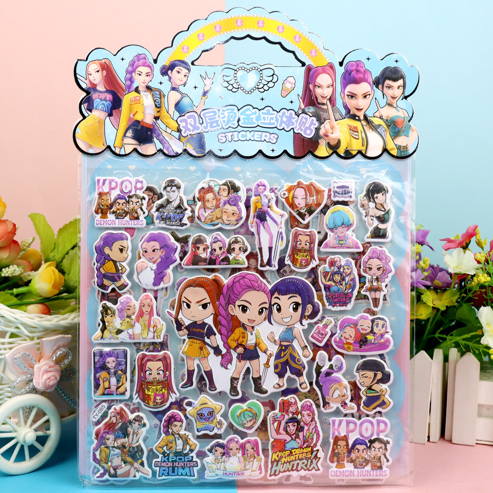 K-Pop Demon Hunters 3D Puffy Stickers Kids Cartoon Layered DIY Anime Movie Merchandise Stickers