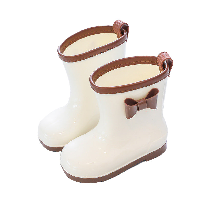 Kids' Non-Slip Rain Boots with Bow - Solid Color Toddler/Youth