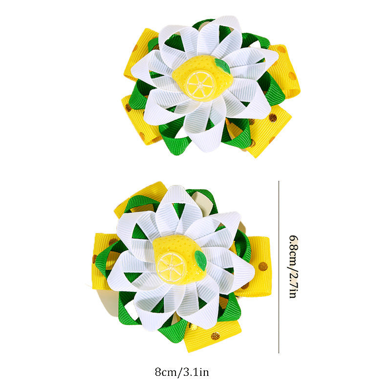 Summer Fruit Bow Hair Clips Kids Ribbon Headbands For Girls
