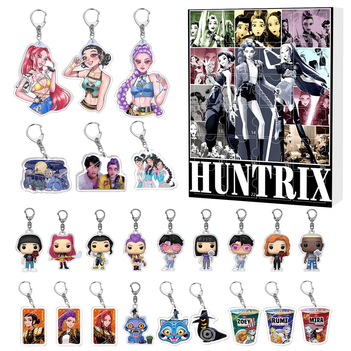 K-Pop Demon Hunters Christmas Advent Calendar Blind Box – Acrylic Car Keychain Ornament