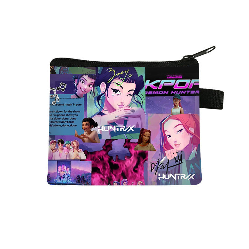 K-Pop Demon Hunters Anime Printed Mini Coin Purse Cute Small Wallet Portable Key & Card Holder