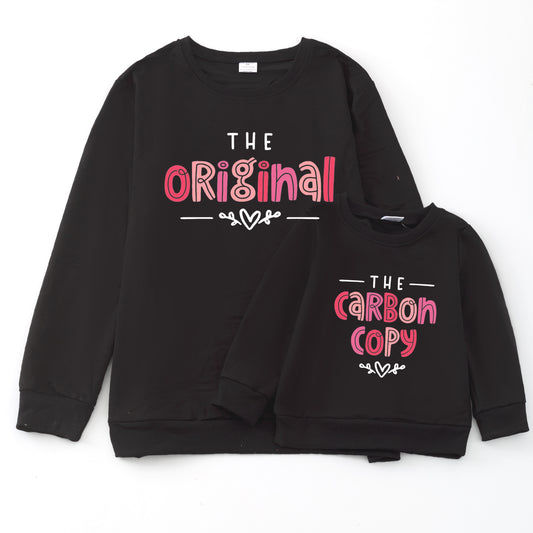 Mother's Day The Original Carbon Copy Print Black Cotton Sweatshirt