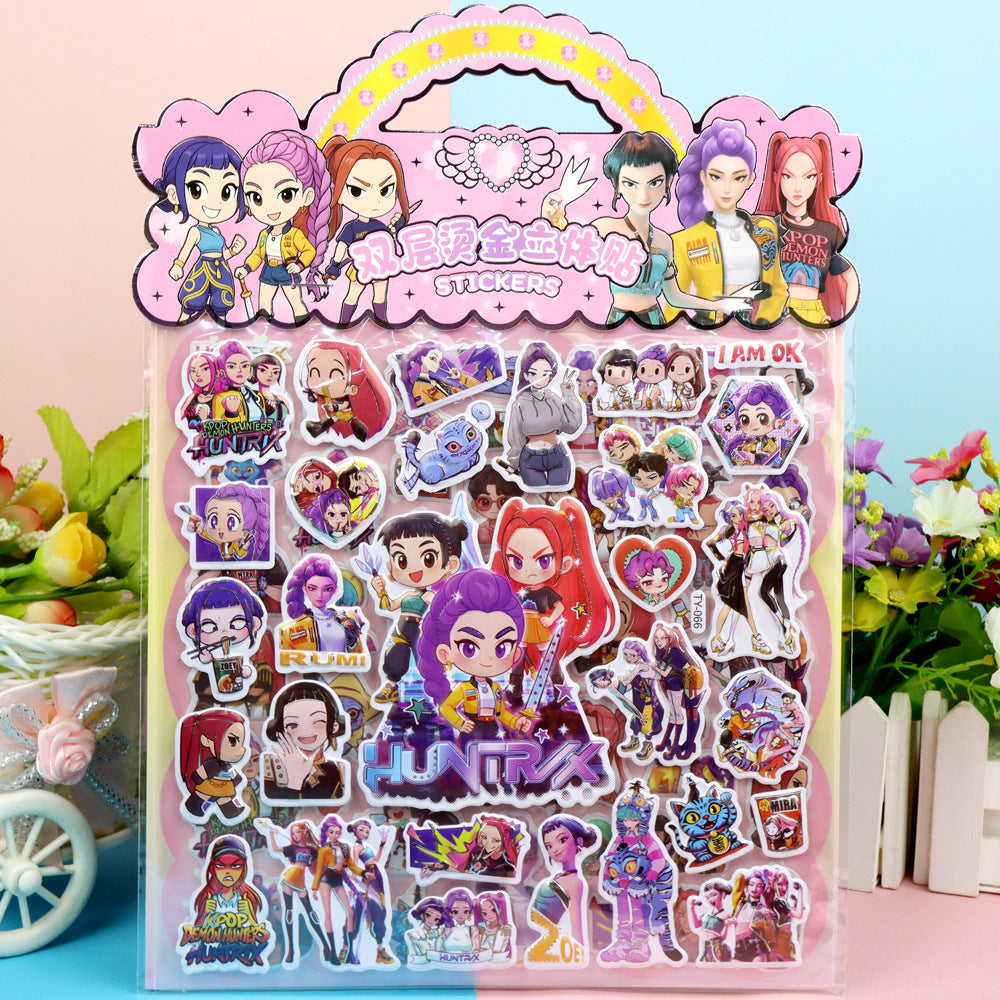 K-Pop Demon Hunters 3D Puffy Stickers Kids Cartoon Layered DIY Anime Movie Merchandise Stickers