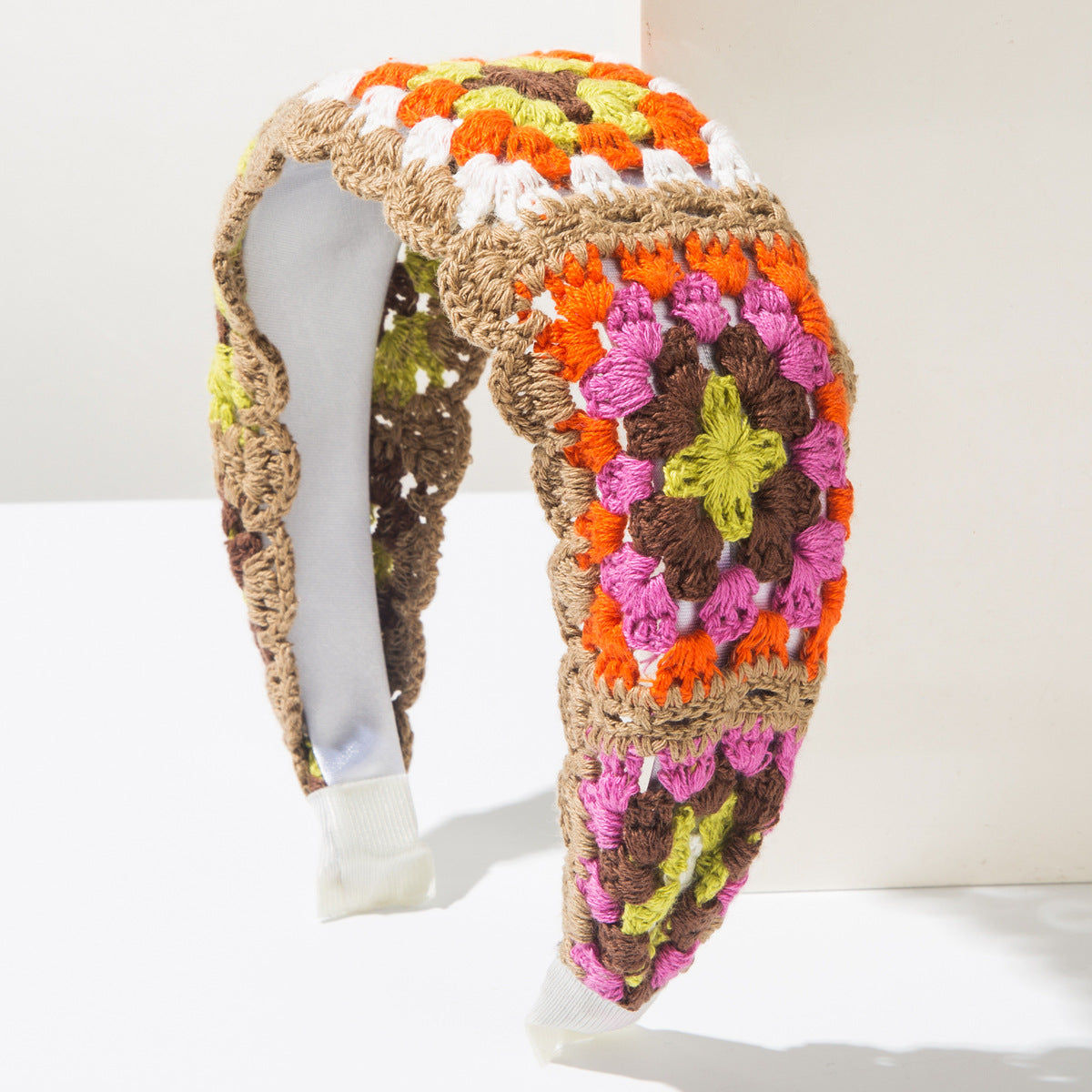 Handmade Crochet Flower Headband Colorful Floral Knitted Hair Band Boho Hair Accessory for Women & Girls