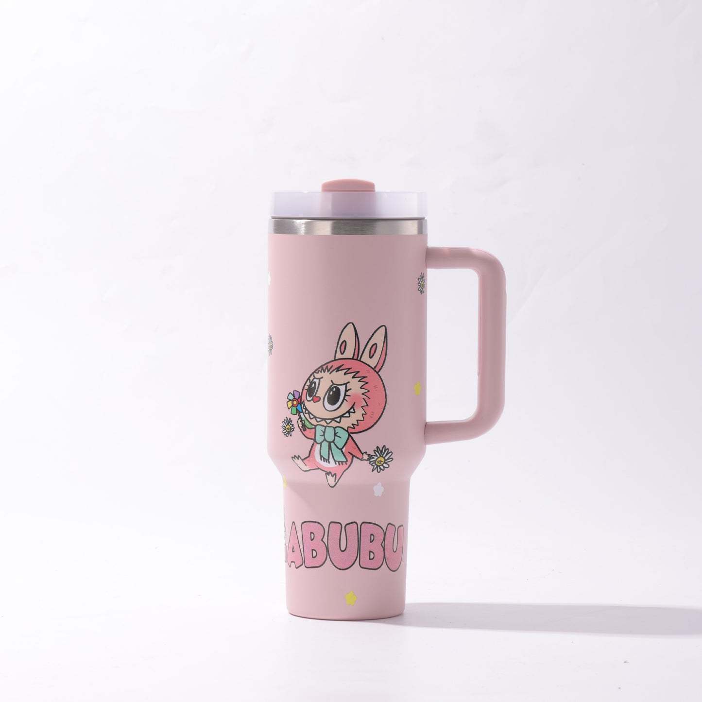 Labubu 40oz Insulated Tumbler with Handle and Straw Car Travel Mug Hot & Cold Stainless Steel Cup