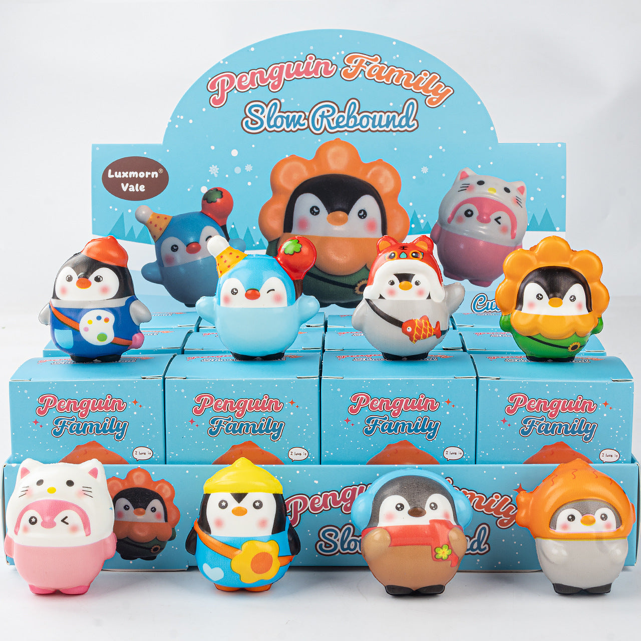 Funny Squishy Toy Blind Box Display 12-Piece Set Fidget Toys & Collectible Figures