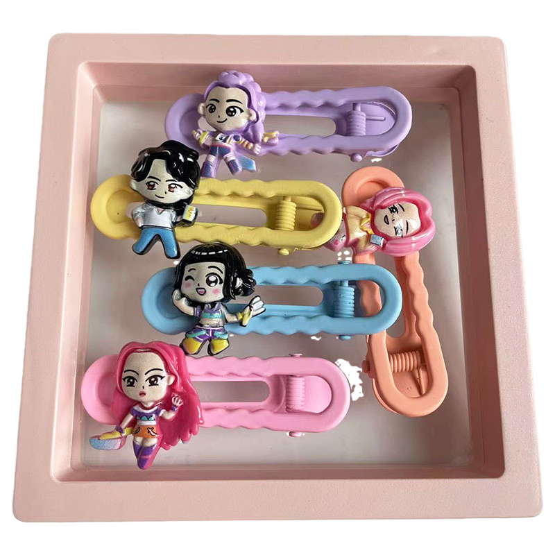 K-Pop Demon Hunters Cartoon Jewelry Gift Set Beaded Bracelet, Hair Tie, Plastic Ring, Hair Clip & Charm Box