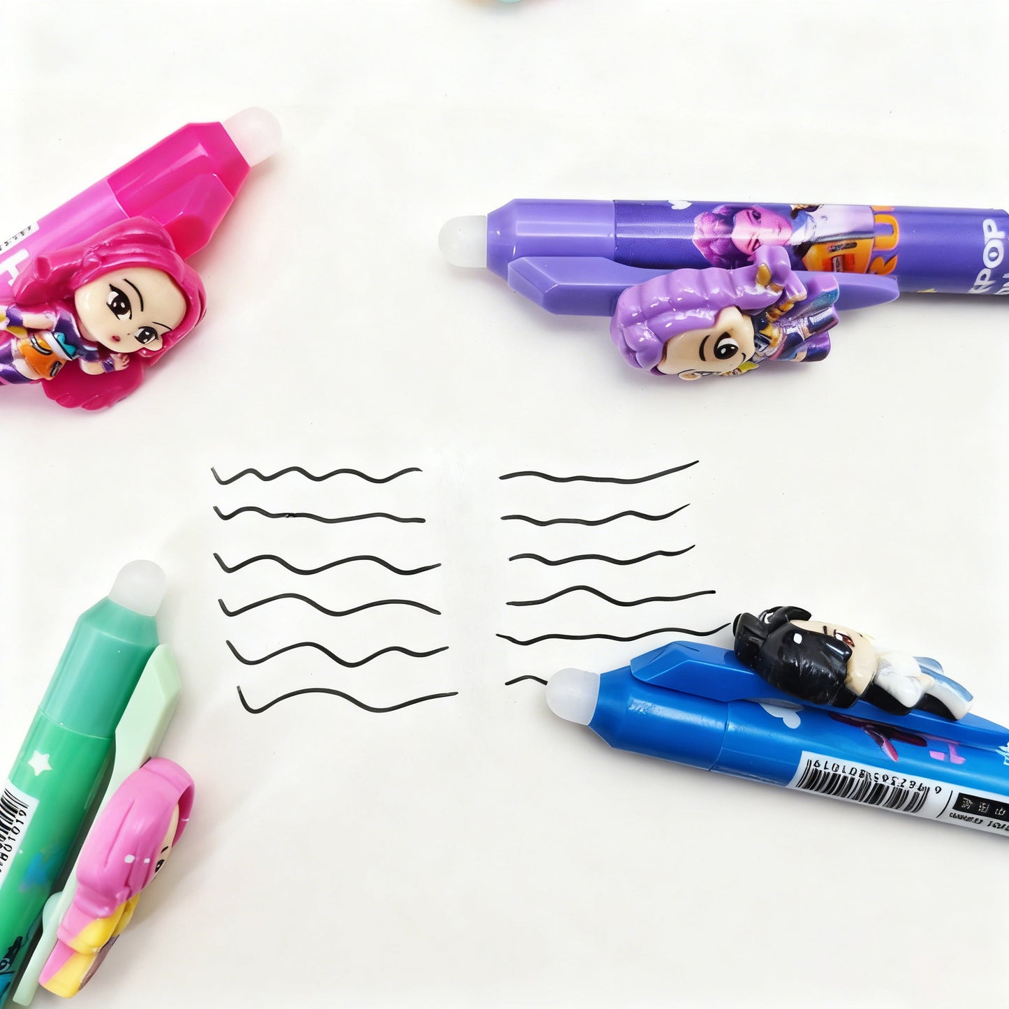 K-POP HUNTR Character Resin Clip Pens – Cute Click Gel Pens for Students & Office Use