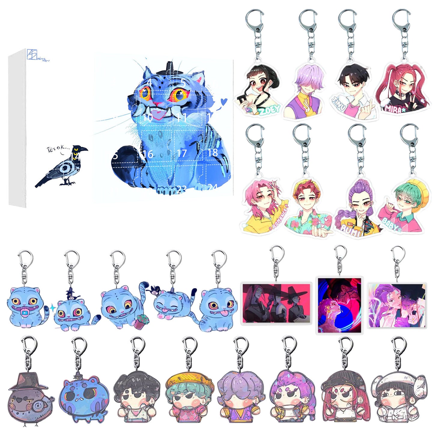 KPOP Demon Hunter Girl Group Advent Calendar – 24pcs Blind Box Acrylic Keychain Set
