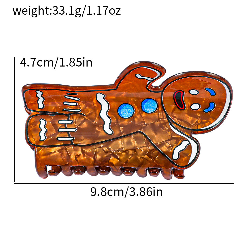2025 Christmas Gingerbread Man Hair Claw Fun & Creative Holiday Ponytail Clip Festive Hair Accessory