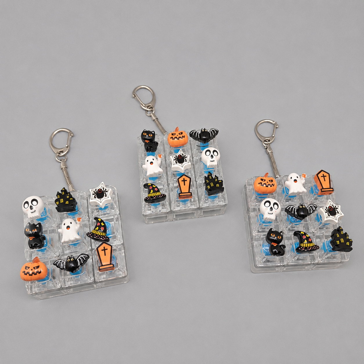 Halloween Fidget Keycap Pressing Stress Relief Keychain with Cute Holiday Charms