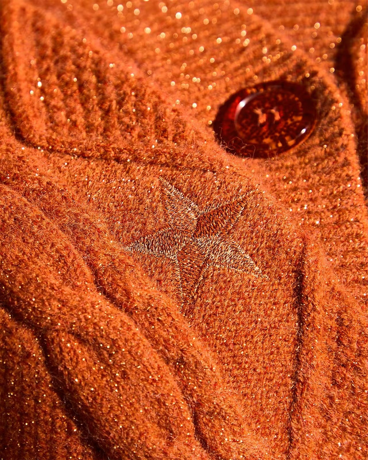 Taylor Swift “The Life of a Showgirl” Orange Cardigan Embroidered Star Loose Fit Knit Button Sweater Album Merch