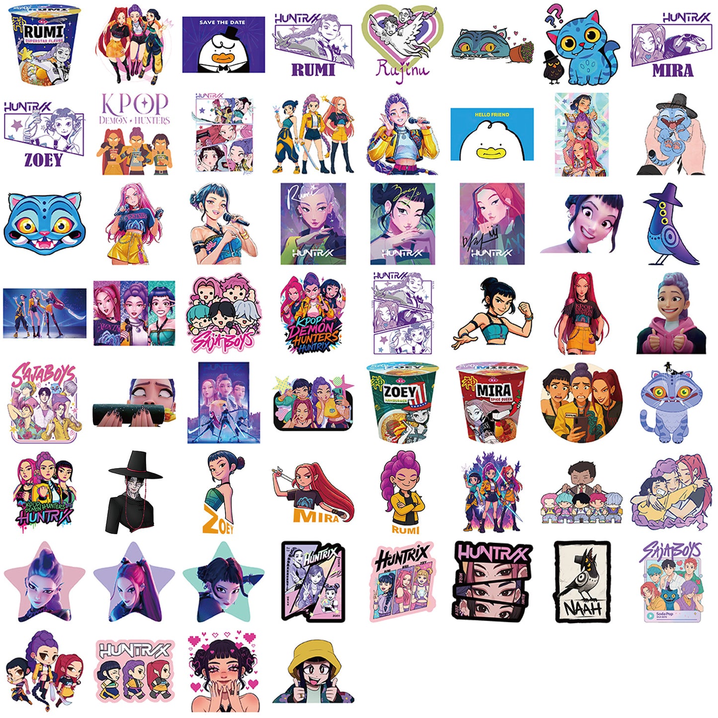 KPOP Huntrix Demon Hunter Stickers Character Decals DIY Scrapbooking Craft Supplies 60pcs