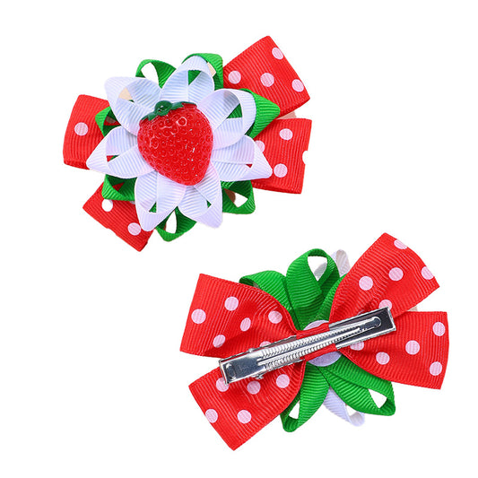 Summer Fruit Bow Hair Clips Kids Ribbon Headbands For Girls