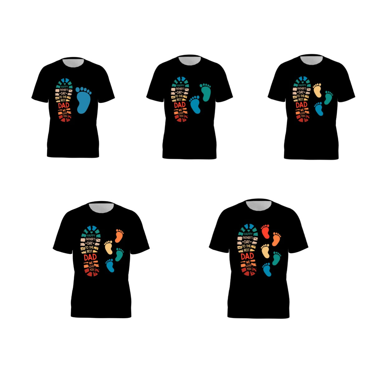 Men's Happy Father's Day Black Print Short Sleeves Top