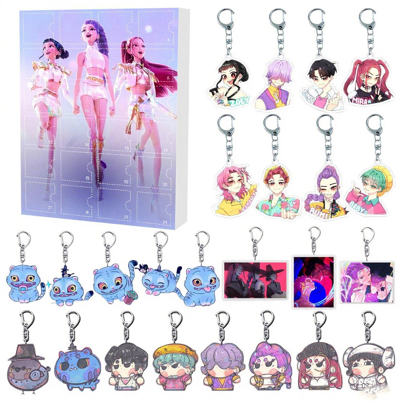 KPOP Demon Hunter Girl Group Advent Calendar – 24pcs Blind Box Acrylic Keychain Set