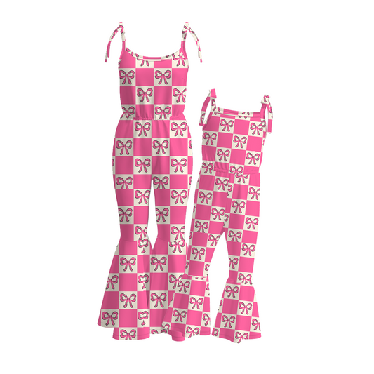 Mommy And Me Mother's Day Pink Bow Jumpsuit