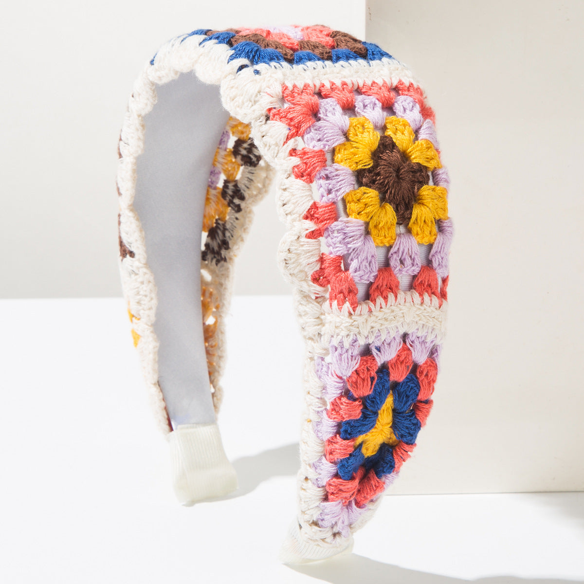 Handmade Crochet Flower Headband Colorful Floral Knitted Hair Band Boho Hair Accessory for Women & Girls