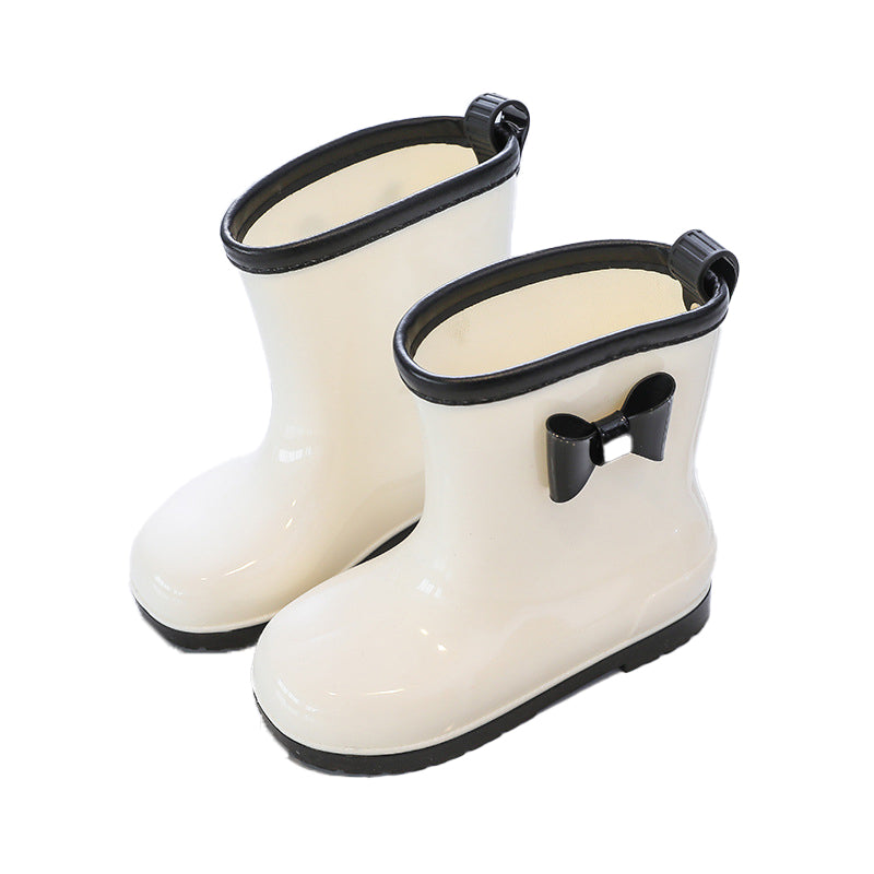 Kids' Non-Slip Rain Boots with Bow - Solid Color Toddler/Youth
