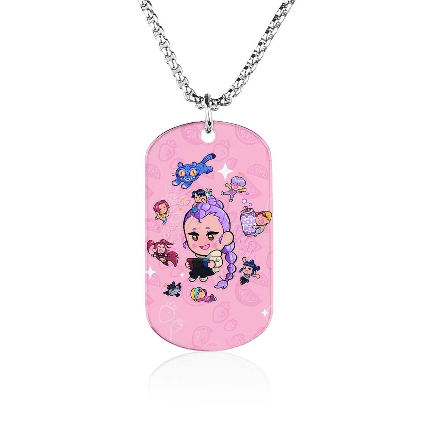 K-Pop Demon Hunters Stainless Steel Pendant Necklace Cartoon Anime Jewelry Accessory