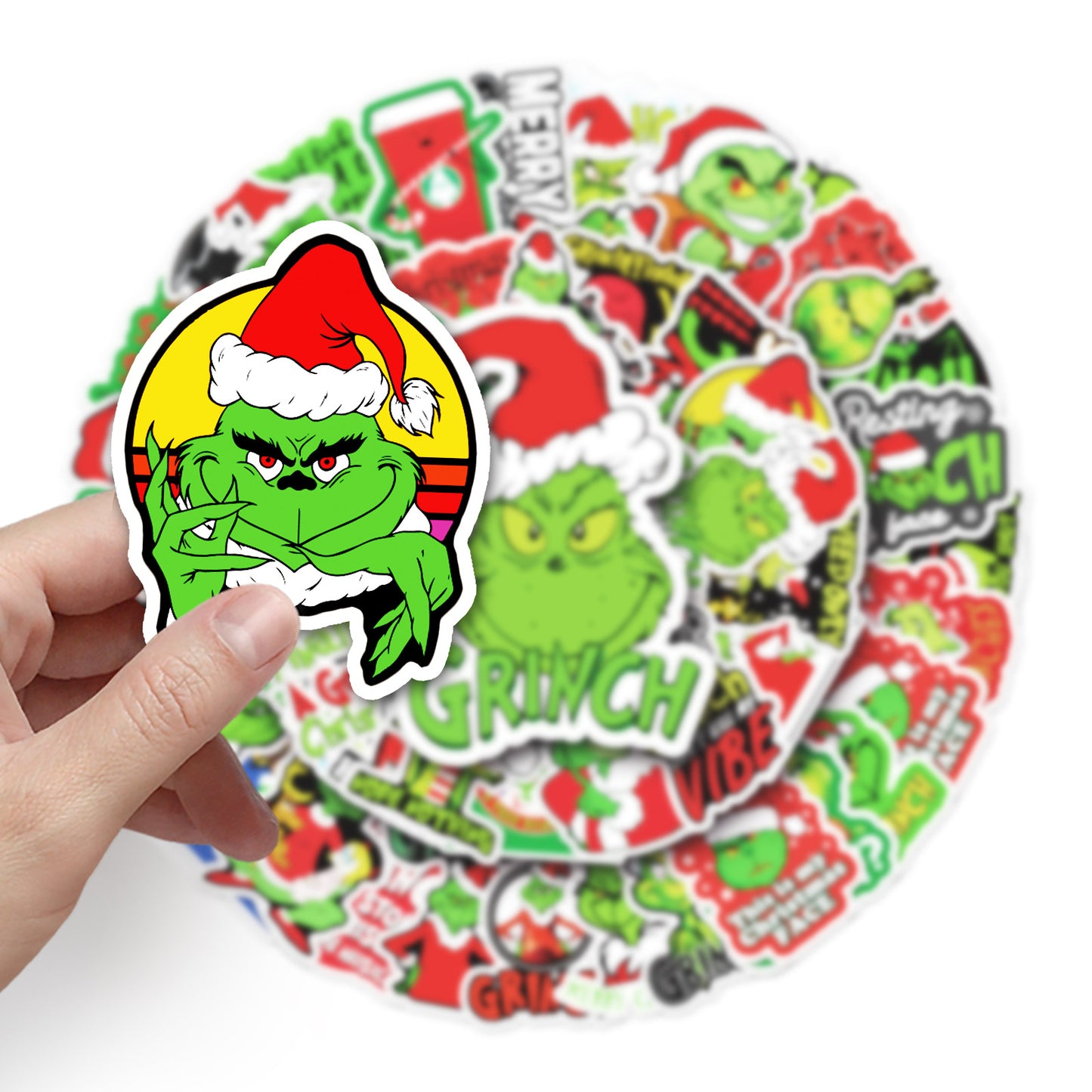 2025 Christmas 52PCS Cartoon Grinch Graffiti Stickers Animated Luggage Laptop Car & Skateboard Decorations