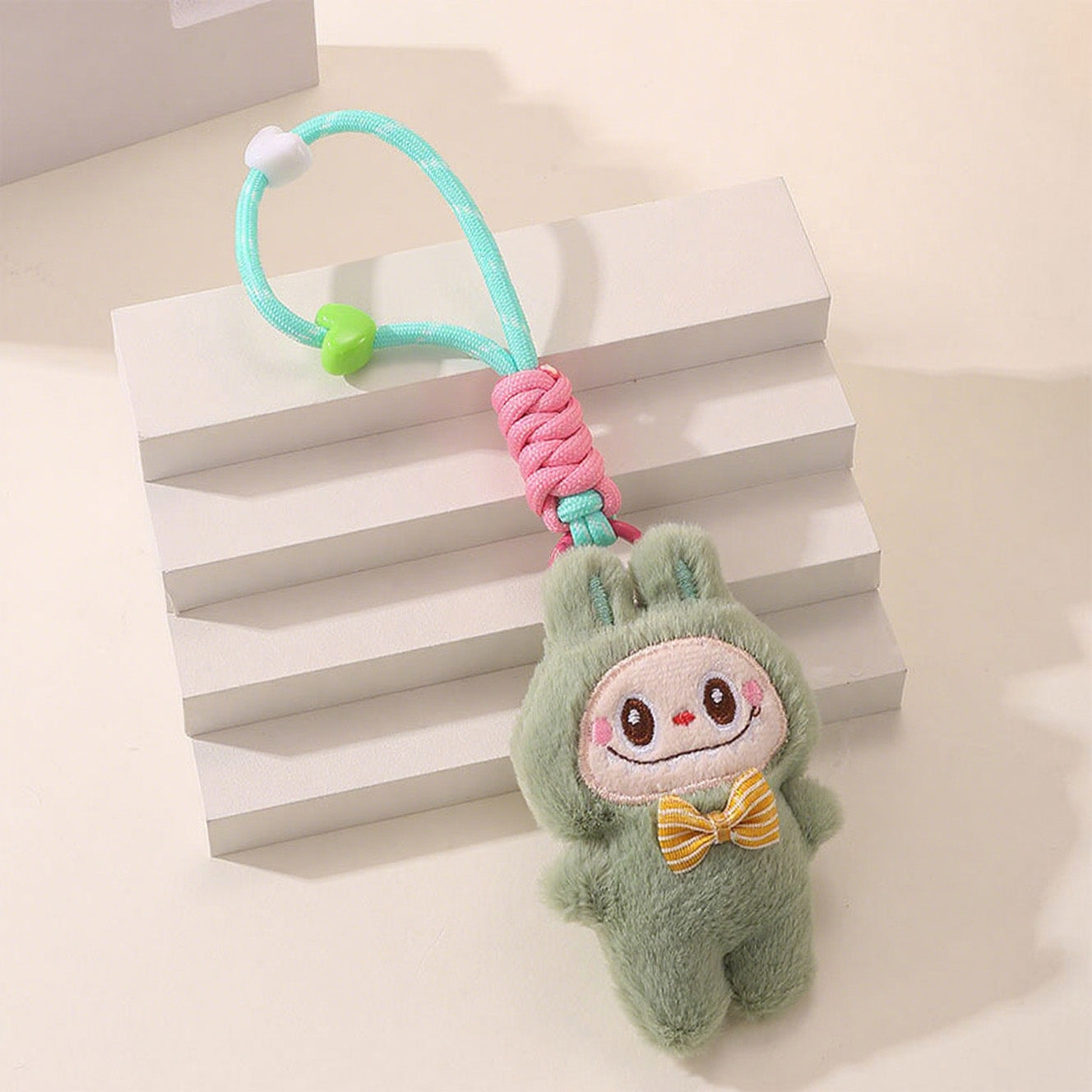 LABUBU Plush Keychain – Cute Cartoon Doll with Lanyard, Bag Charm & Key Holder