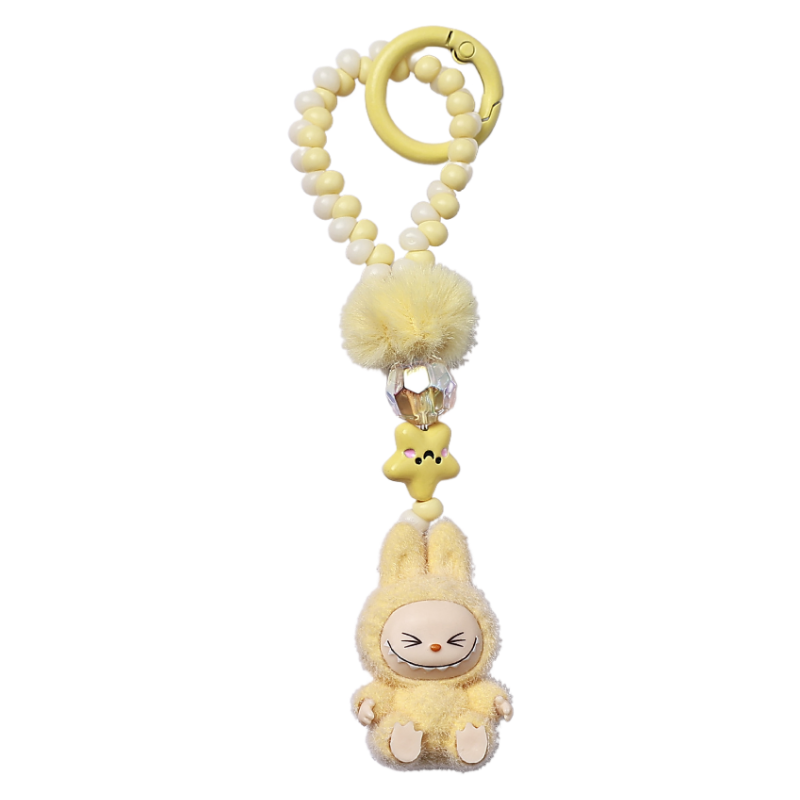 Labubu Beaded Keychain Long Strap Bag Charm Phone Lanyard Key Ring Accessory