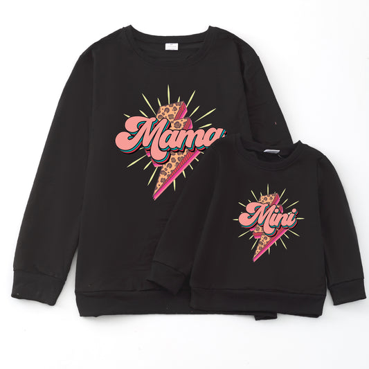 Mother's Day MAMA MINI Light Black Cotton Sweatshirt