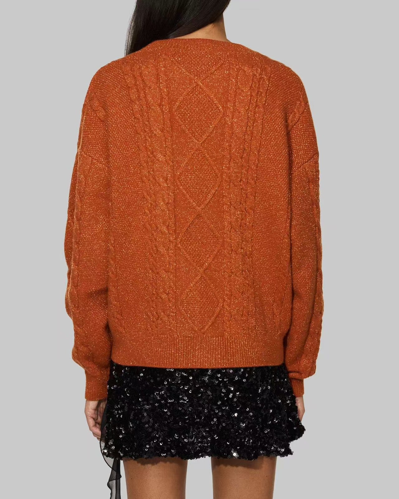 Taylor Swift “The Life of a Showgirl” Orange Cardigan Embroidered Star Loose Fit Knit Button Sweater Album Merch
