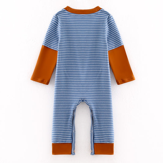 Baby Boys Thanksgiving Turkey Football Chenille Patch Romper