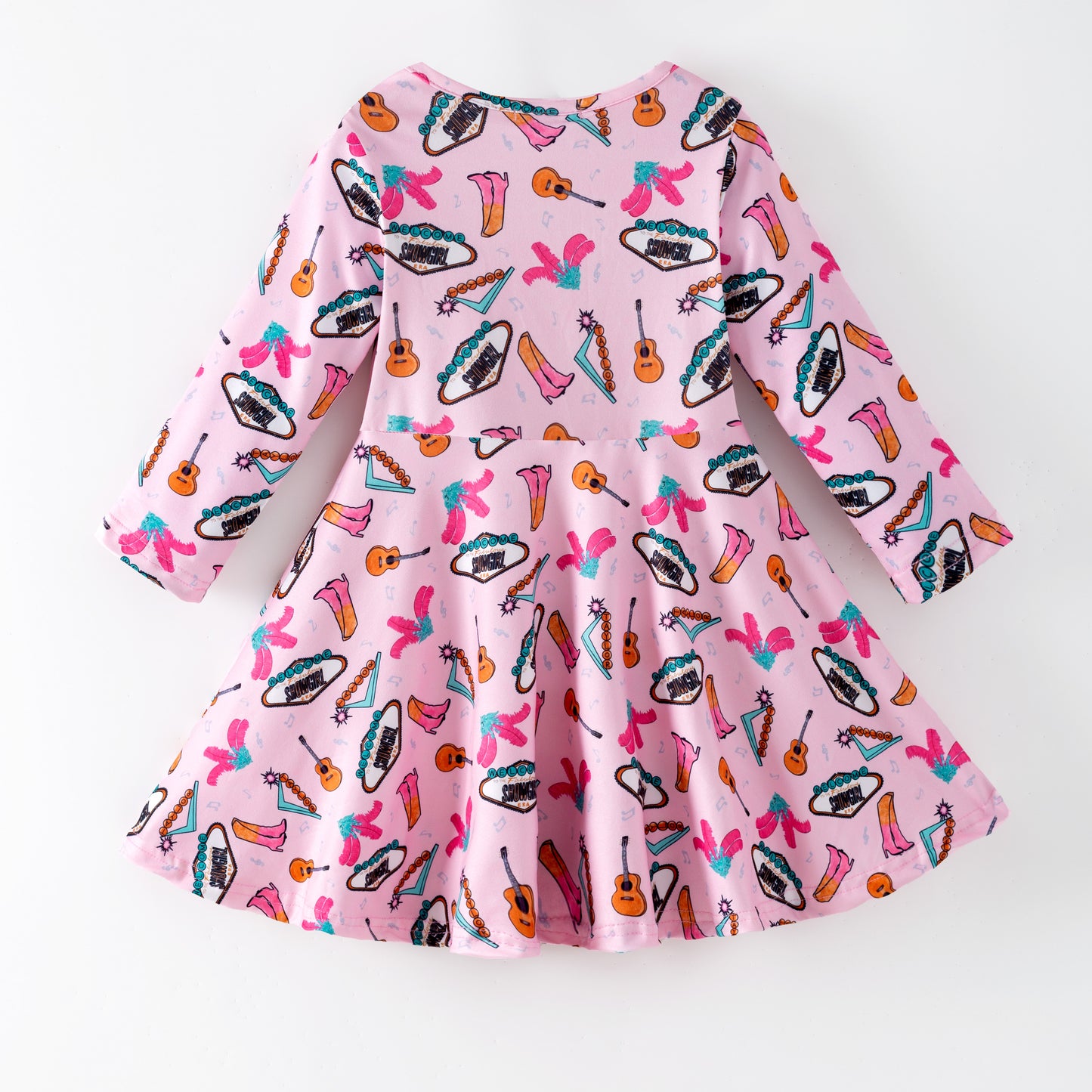 2026 Summer Cute Pink Character Short Sleeves Twirl Dress