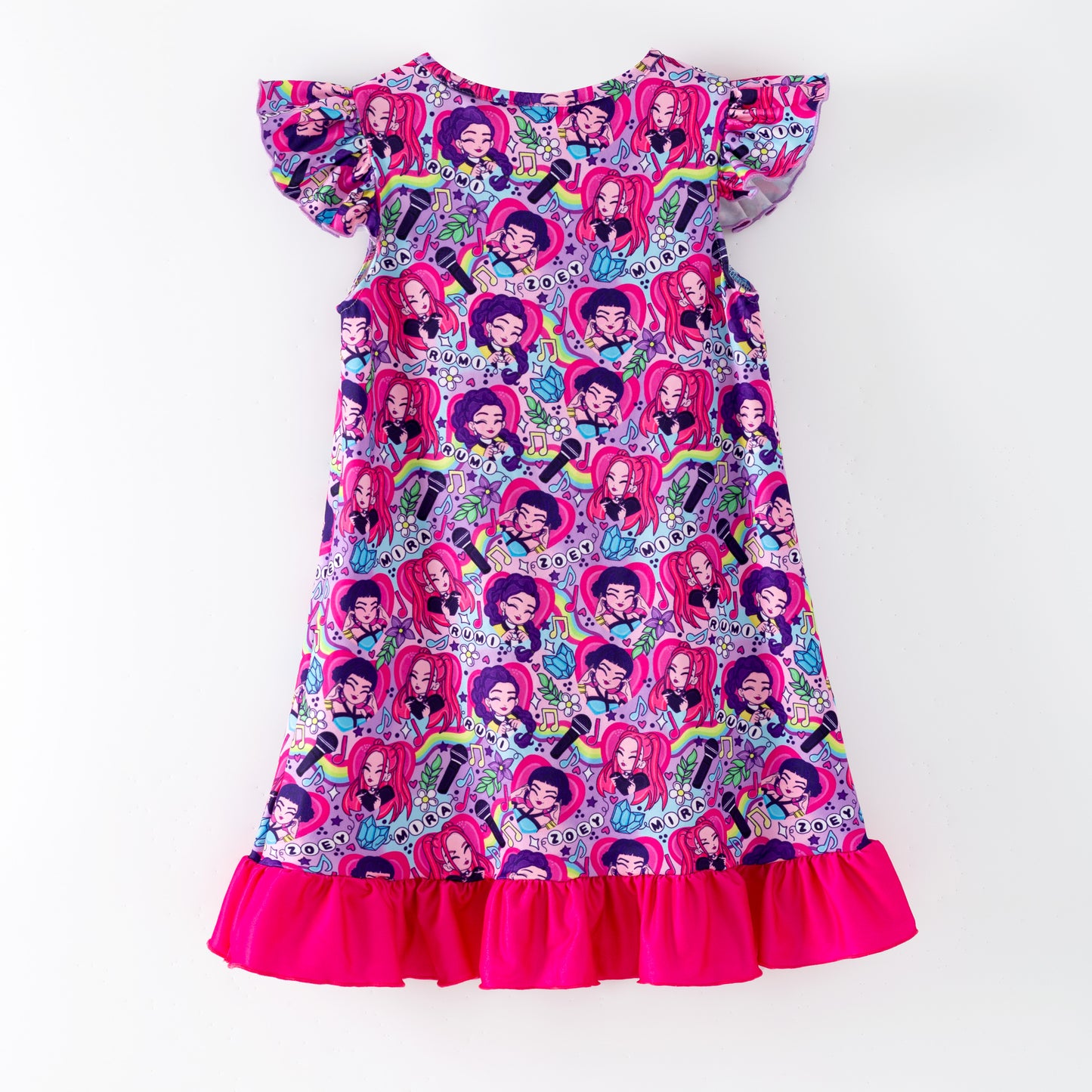 Girls Summer K-Pop Demon Hunter Soft Ruffled Pajamas Dress