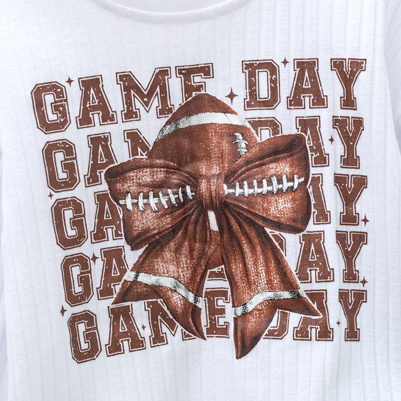 Girls Fall Thanksgiving GAMEDAY Football Bow Pant Set