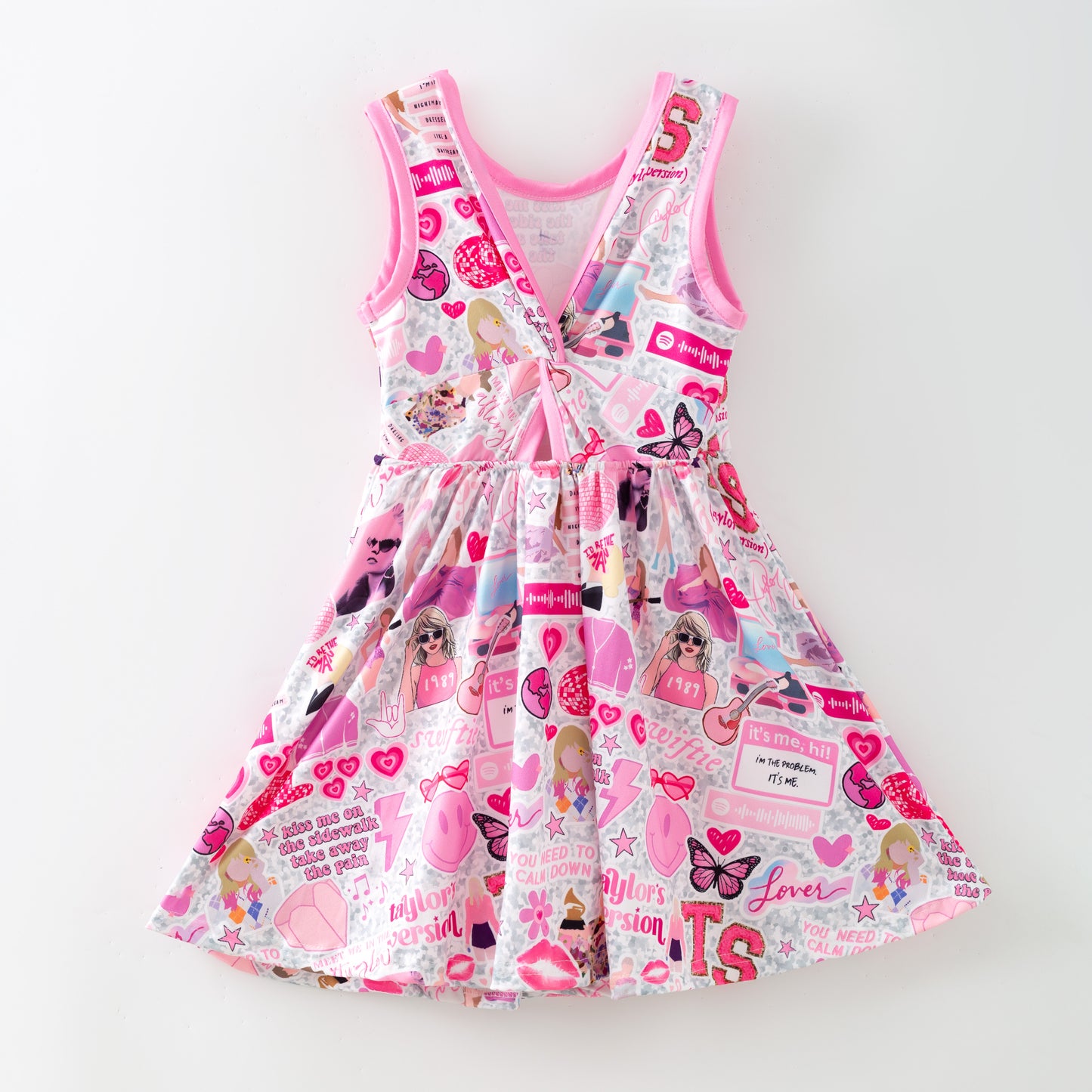 Girls Summer Taylor Print Pink Soft Dress