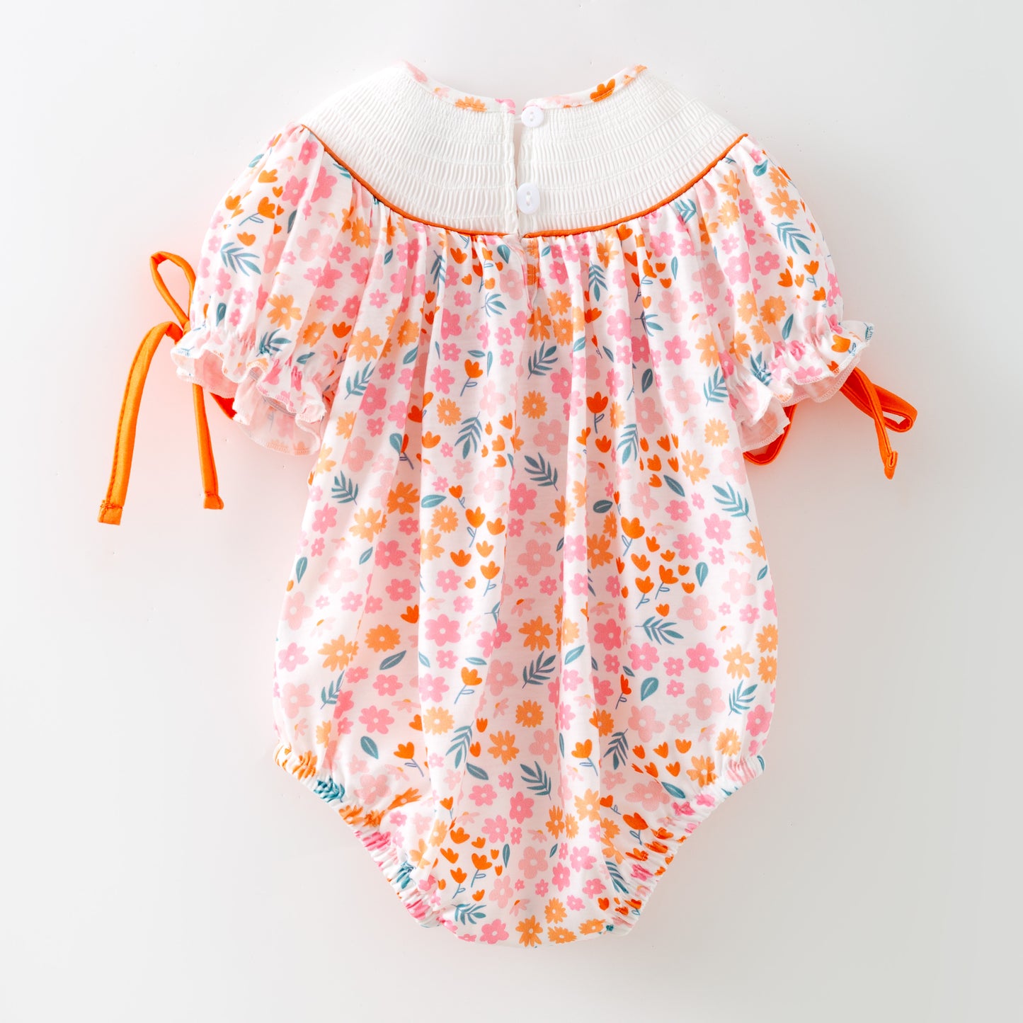 Sister Girls Halloween Floral Pumpkin Embroidery Dress Romper