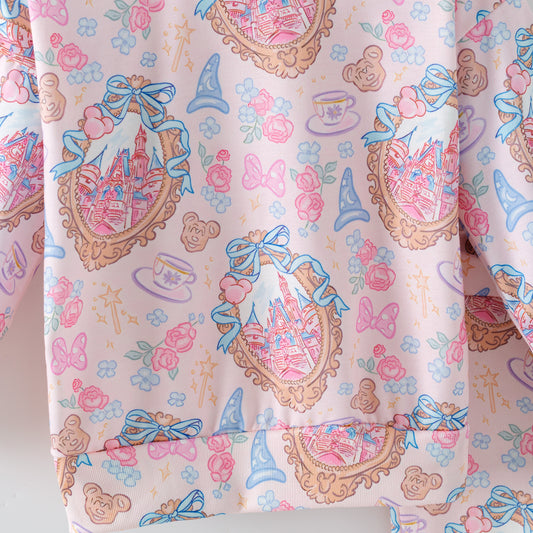 2026 Spring Castle Cartoon Print Sweatshirt Set