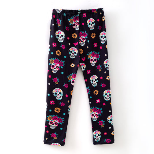 Girls Halloween Skull Milk Silk Soft Legging