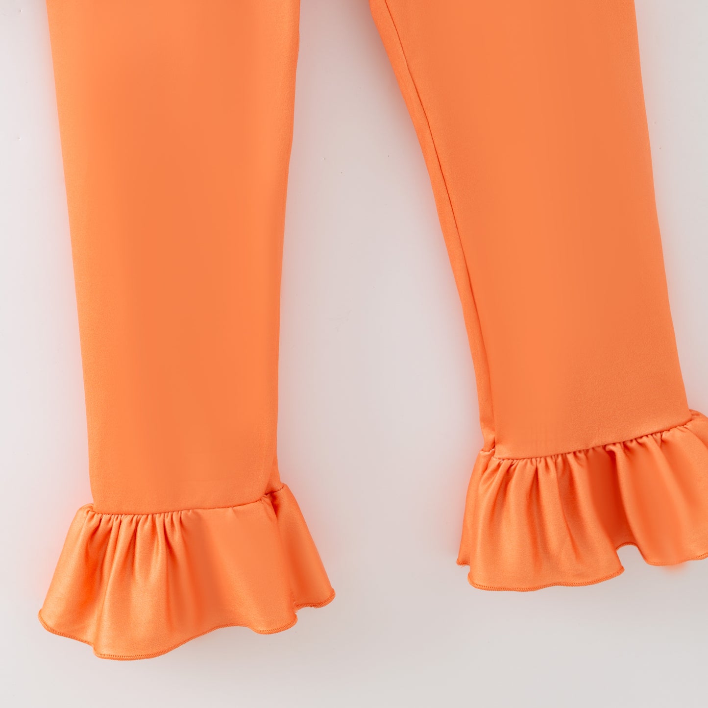 Girls Fall Thanksgiving 2-Pieces Orange Bow Long Sleeves Pant Set