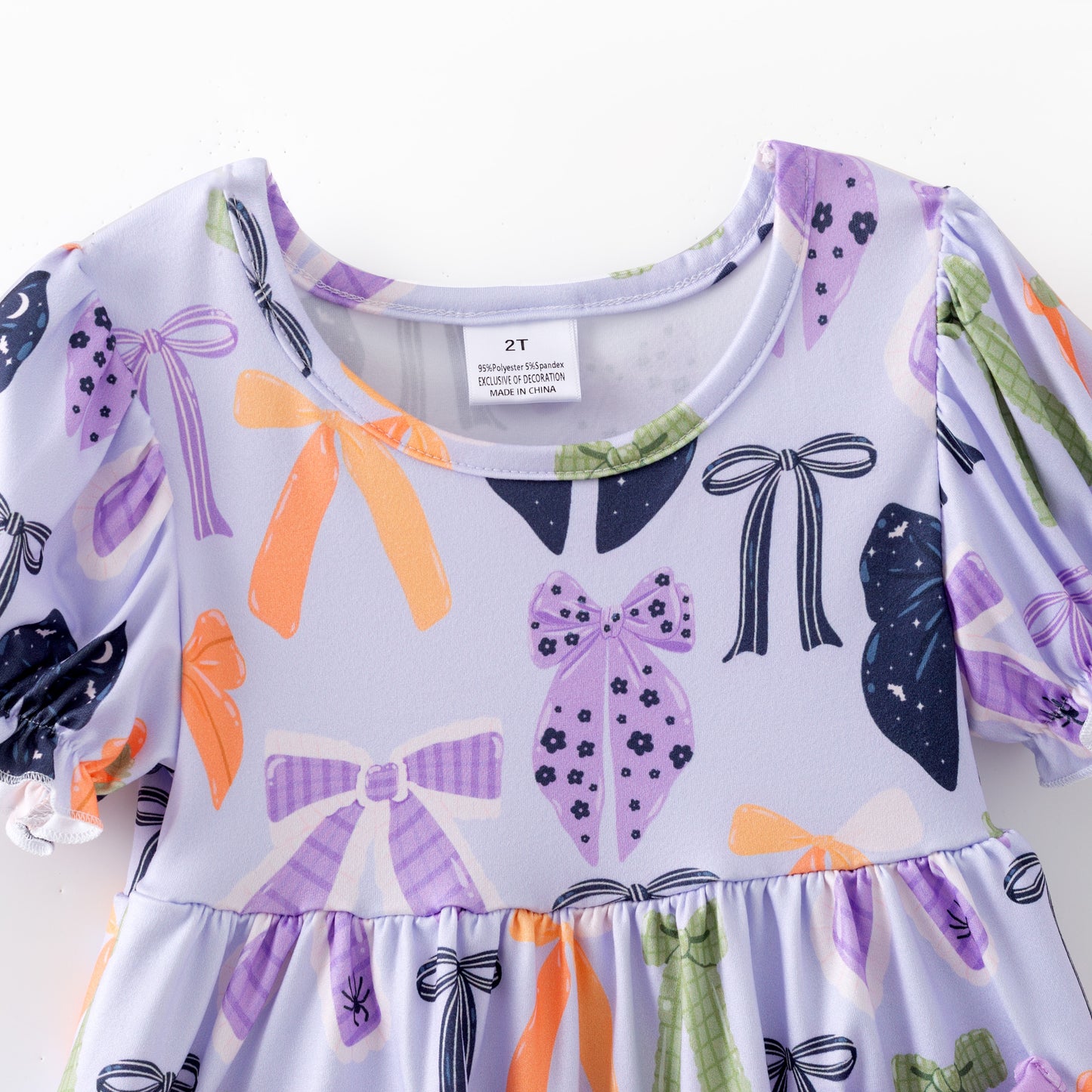 Girls Halloween 2-Piece Outfit – Soft Fabric Pumpkin & Bow Pocket Set