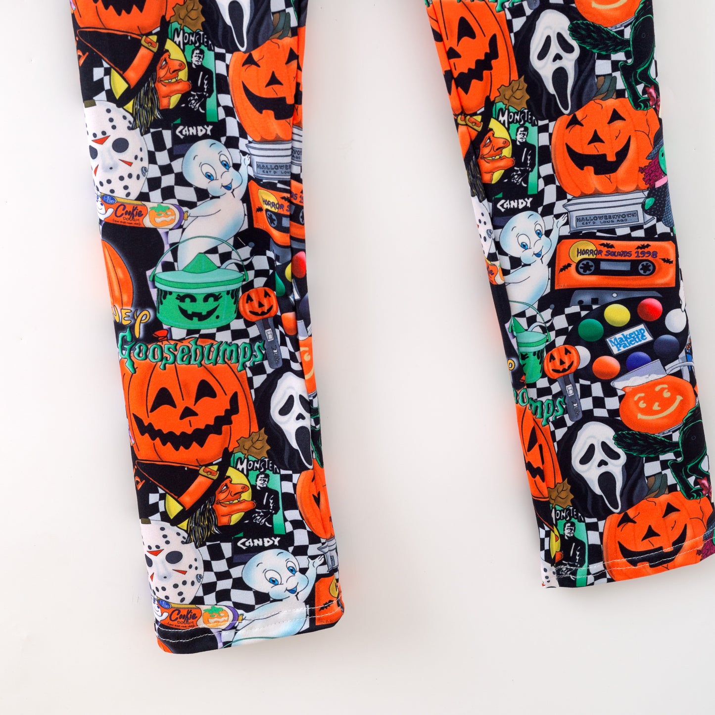 Girls Halloween 2-Piece Outfit – Soft Fabric Pumpkin & Ghost Print Dress with Leggings