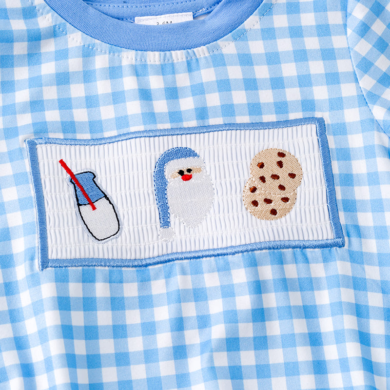 Baby Boys Christmas Santa Cookies Embroidery Smock Romper