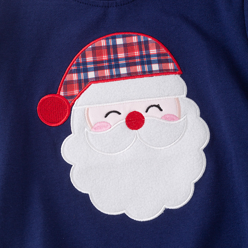 Girls Christmas Pant Set– Santa Claus Embroidery Top & Pant