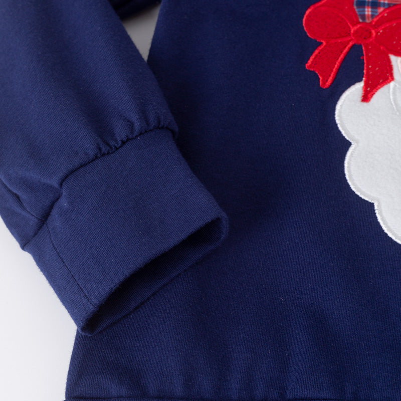 Boys Christmas Sweatshirt – Santa Claus Embroidery Pullover Top