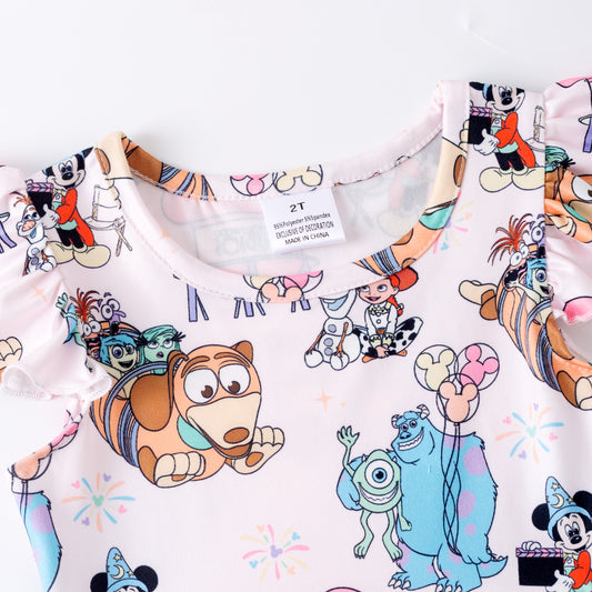 Girls Summer Cartoon Print Cute Twirl Dress