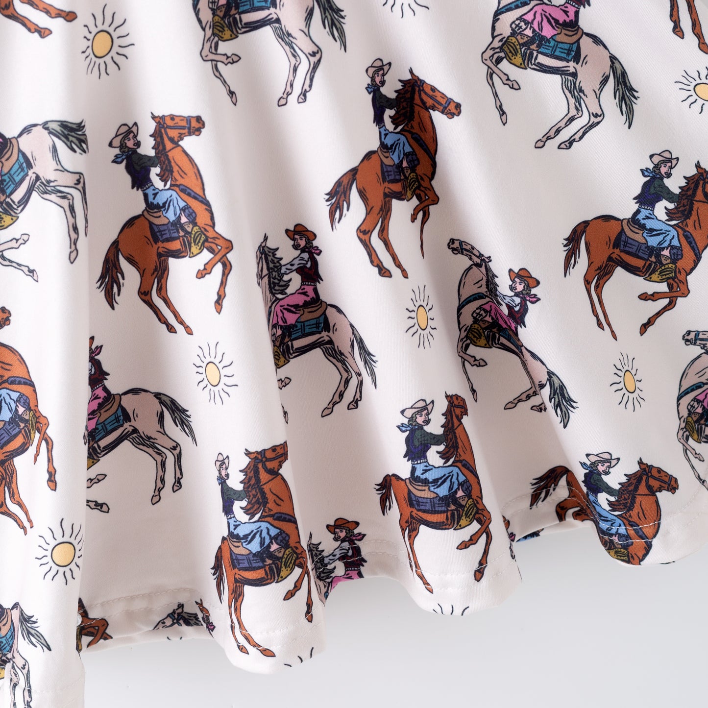 Girls Summer Horse Print Cute Twirl Dress