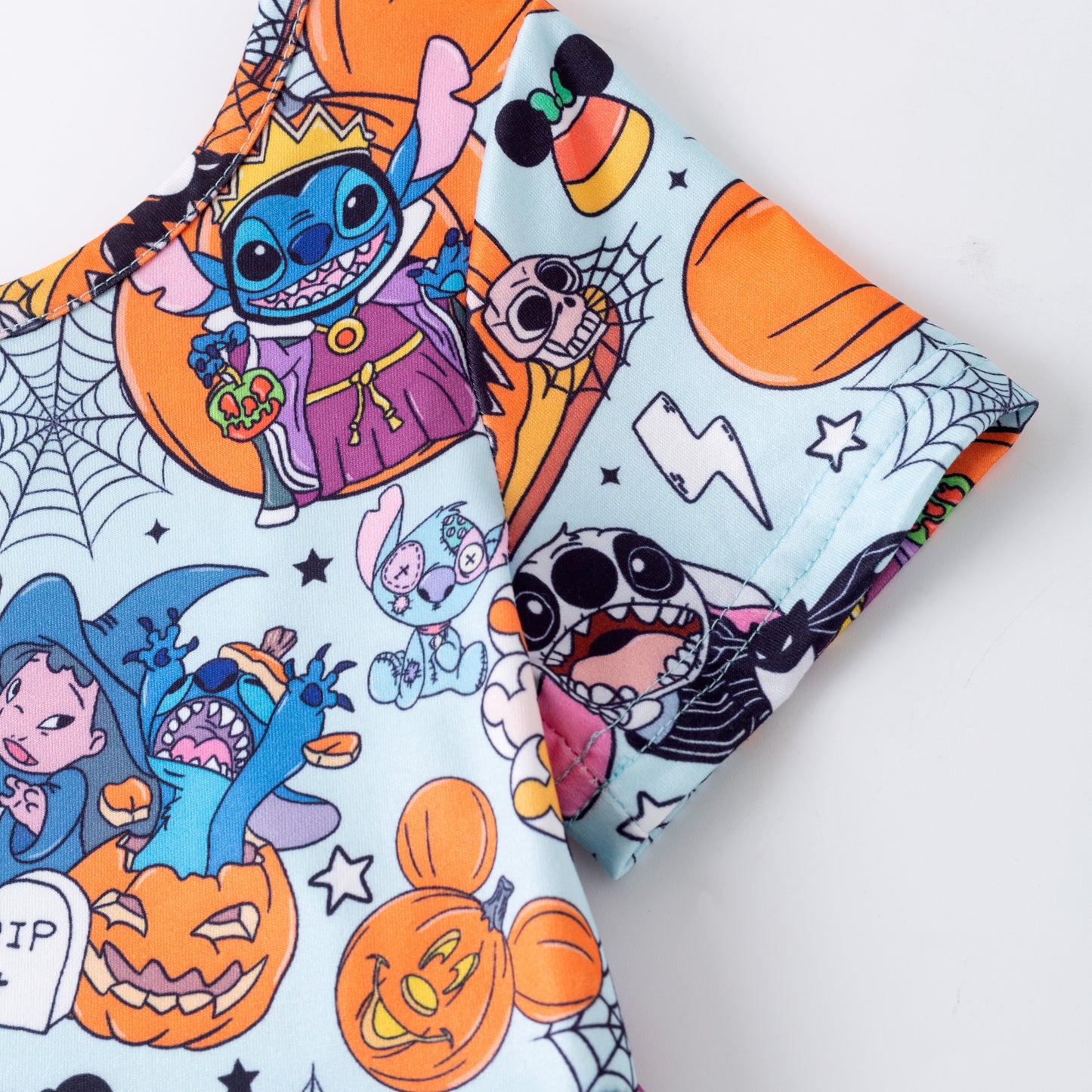 Girls Fall Halloween Cartoon Pumpkin Print Cute Twirl Dress