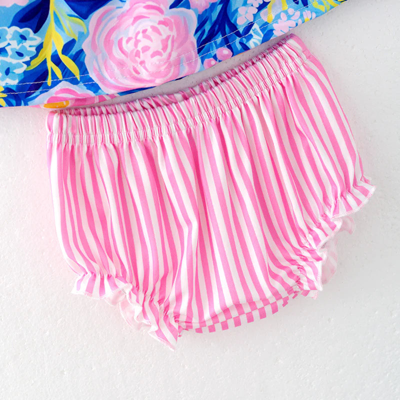 Baby Girls Summer "I LOVE MAMA" Smocking Romper Set