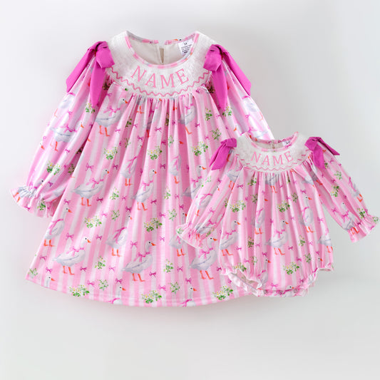 Kids Custom Name Gilly Goose Embroidery Smocks Sibling Clothes