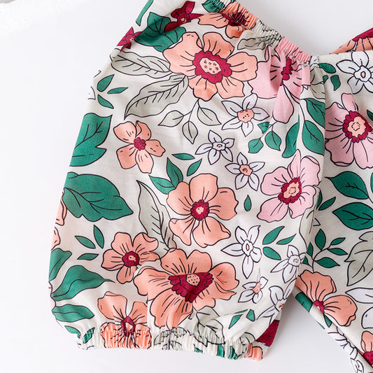 Women Adult Fall Pink Green Floral Maxi Dress